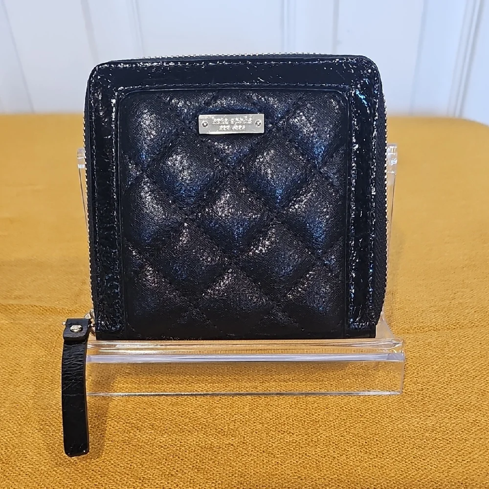 Kate Spade Black Quilted Zip Around Wallet - Vintage